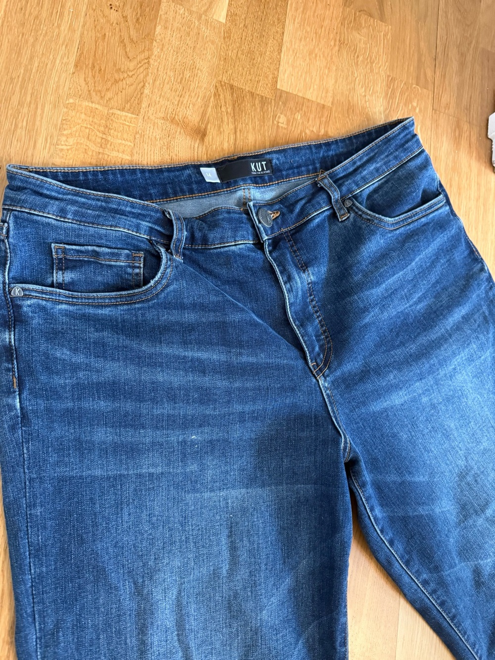 Kut from the Kloth Charlotte Fab Ab Culotte Wide-Leg Dark Blue Jeans - Picture 2 of 10